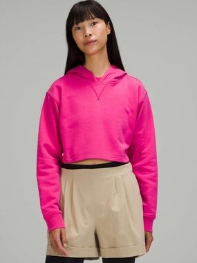 LULULEMON All Yours Cropped Hoodie Sweater 
Sonic Pink Women’s Size Large